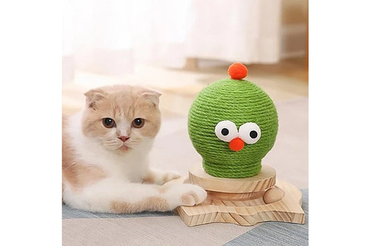 Cute cactus-shaped cat scratching ball by Pure Ego, featuring a textured surface for feline scratching and play.