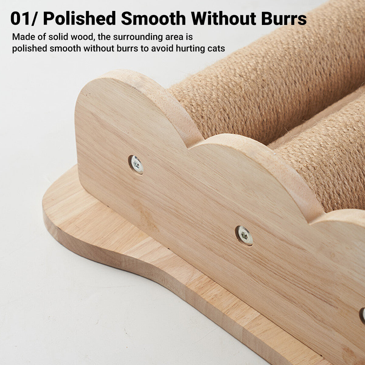 Pure Ego 2Style wood wall-mounted cat scratching post with natural sisal rope for claw grinding and scratching.