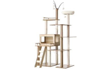 Pure Ego 172cm large cat tree with wood scratcher and scratching post tower for cats to climb and scratch naturally.