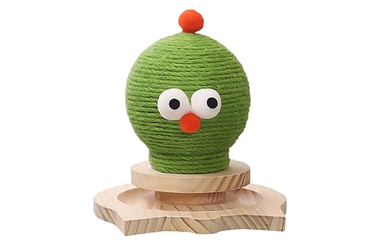Pure Ego cute cactus cat scratching ball with textured surface for cats to play and scratch.