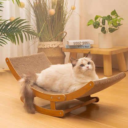 Durable Pure Ego cat scratching board and shaker bed made of corrugated paper, perfect for all seasons and feline play.