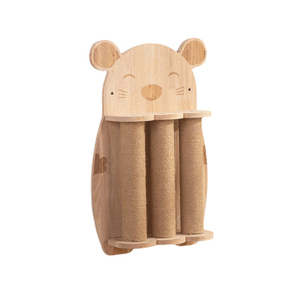 Pure Ego 2Style wood wall-mounted cat scratching post with natural sisal rope and claw grinding toy for cats.