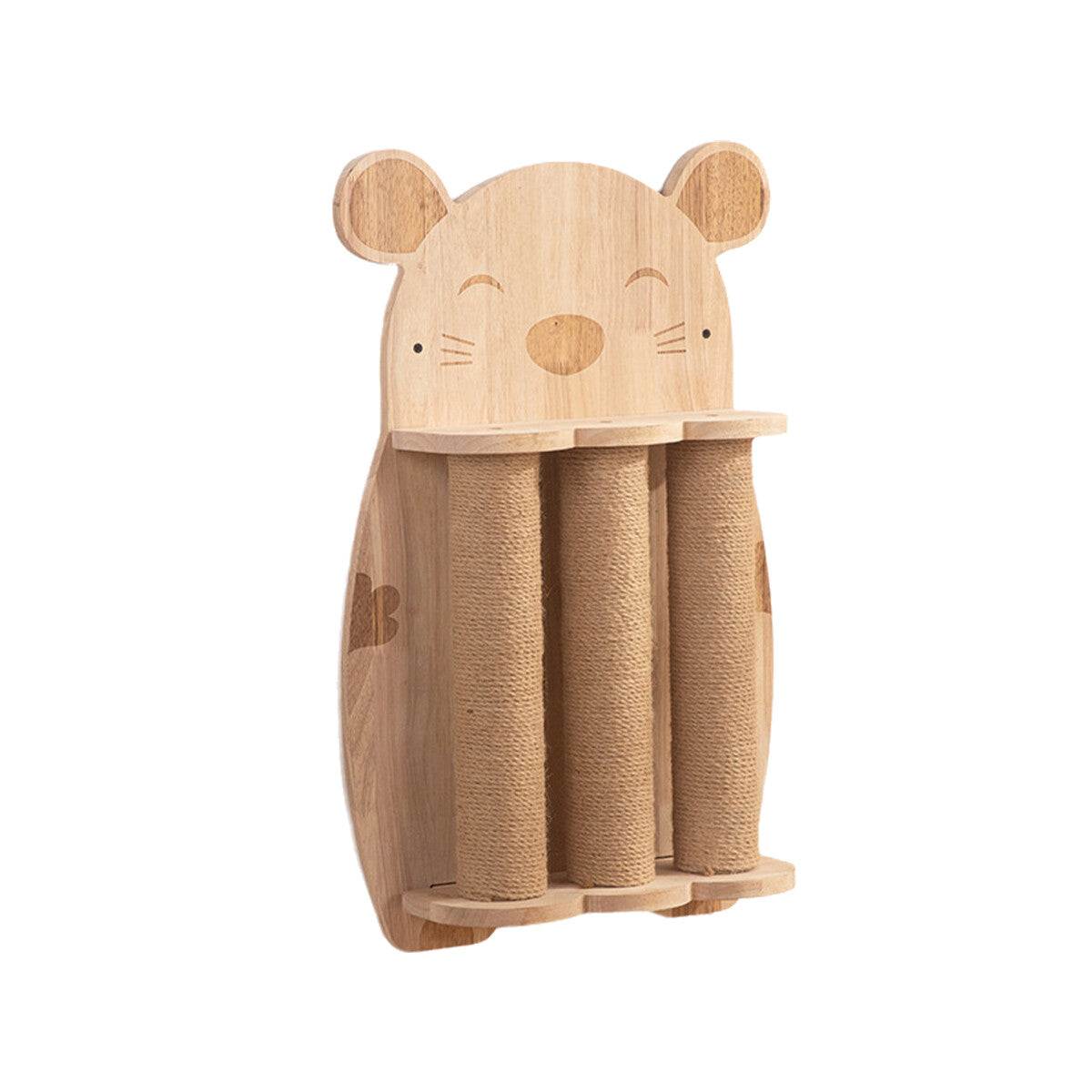 Pure Ego 2Style wood wall-mounted cat scratching post with sisal rope and grinding claw toy for cats.