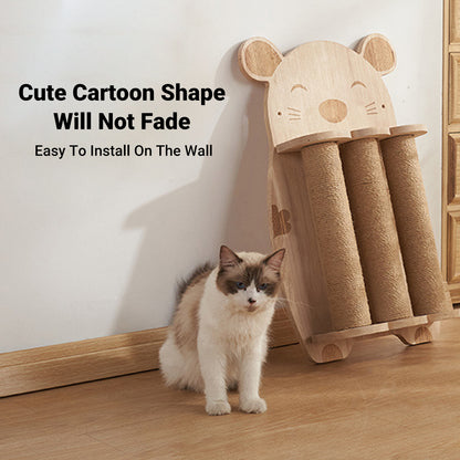 Pure Ego 2Style wood wall-mounted cat scratching post with natural sisal rope and claw grinding toy for cats.