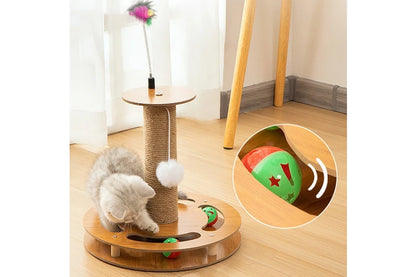 Pure Ego 4 in 1 cat scratching post with multiple sisal scratching surfaces and cozy hideaway for feline entertainment and comfort.