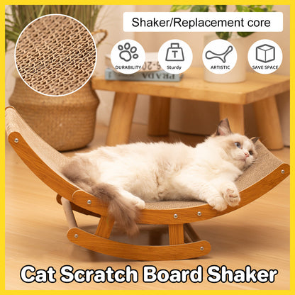 Pure Ego cat scratching board shaker bed with corrugated paper, durable all-season cat toy for scratching and lounging.