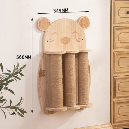 Pure Ego 2Style wood wall-mounted cat scratching post with sisal rope and claw grinding toy for cats to scratch and play naturally.