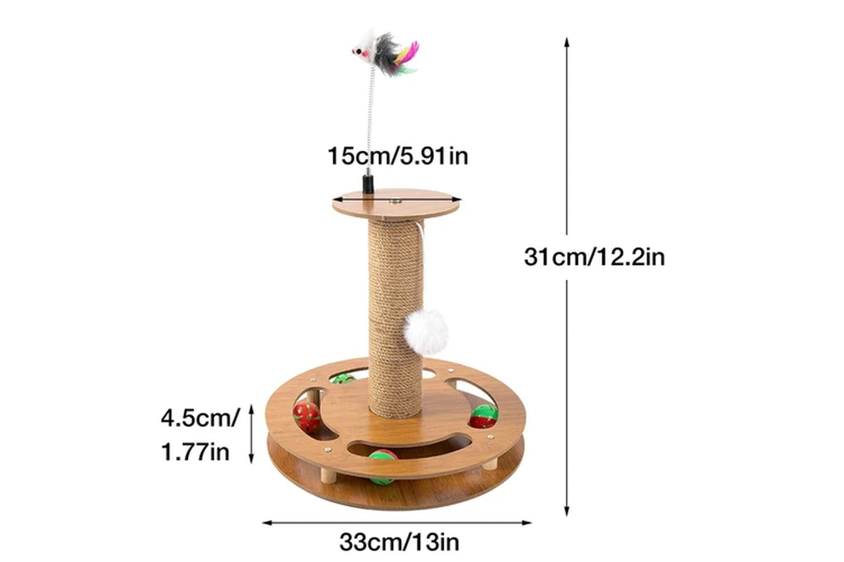 Pure Ego 4-in-1 Cat Scratching Post with multiple scratching surfaces and cozy resting spots for cats.